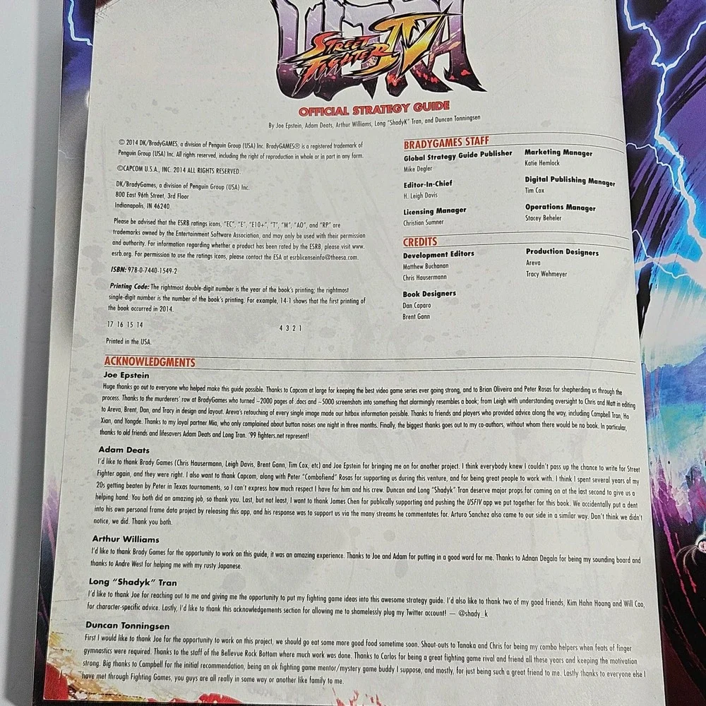 Ultra Street Fighter IV Official Bible Strategy Guide BradyGames PS3 Xbox 360 PC